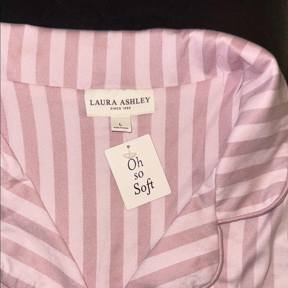Laura Ashley Pink Stripe Satin Sleep Set